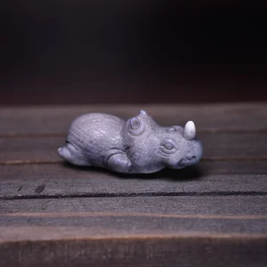 Resting Rhino Miniature Antler Figurine — product view 1